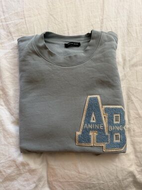 Anine bing miles oversized letterman sweatshirt in dusty blue medium EUC